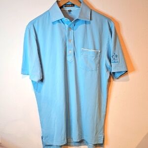 Peter Millar Men's Light Blue Richland Golf Crested Polo Shirt